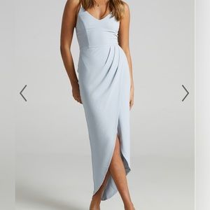 SHOWPO LUCKY DAY DRAPE MAXI DRESS IN ICE BLUE
